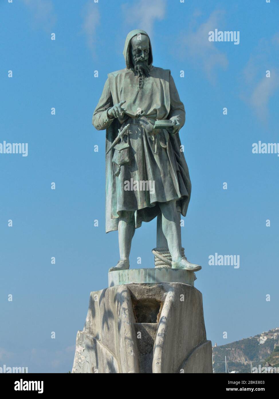 in Amalfi the monument to Flavio Gioia the allegend inventor of the sailor's compass Stock Photo