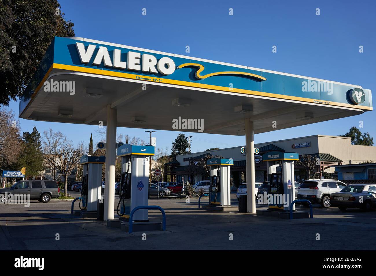 A Valero gas station in Mountain View, California, seen on Tuesday, Feb 11, 2020. Stock Photo