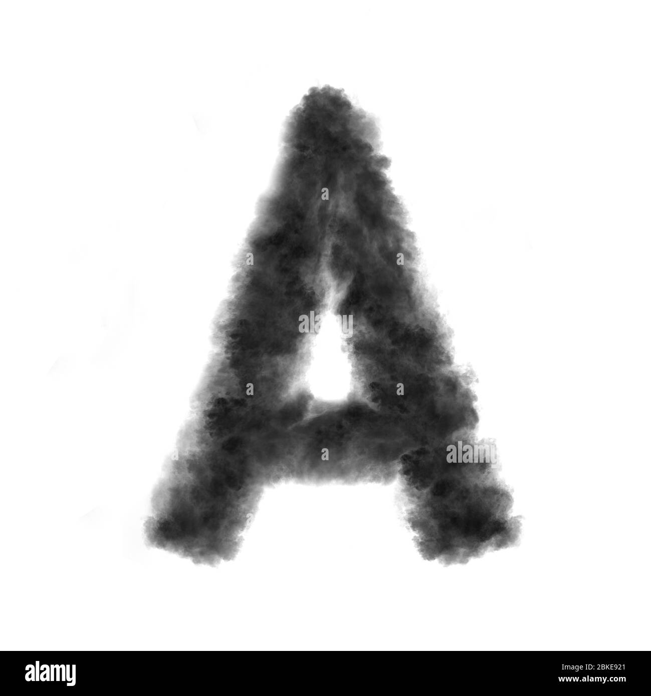 Letter A made from black clouds on a white background. Stock Photo