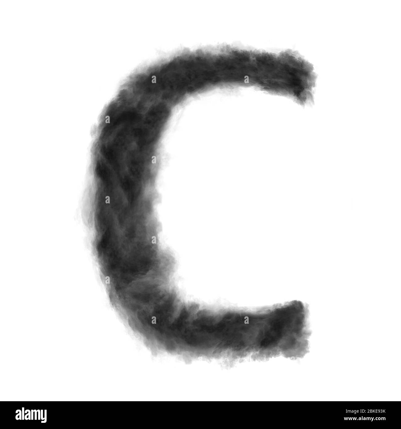 Letter C made from black clouds on a white background. Stock Photo