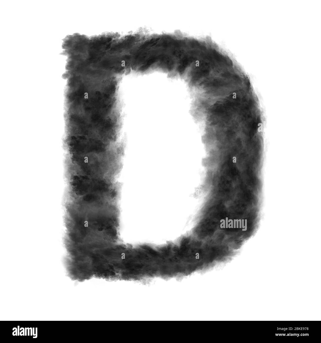 Letter D made from black clouds on a white background. Stock Photo