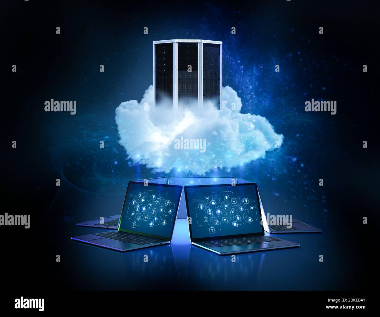 Cloud computing technology concept with 3d rendering cloud with server ...