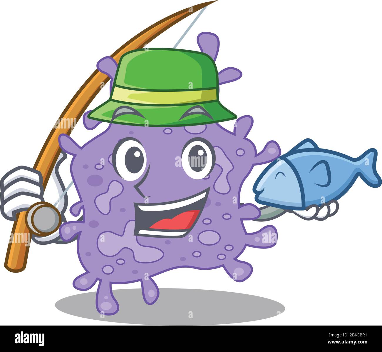 Cartoon design concept of staphylococcus aureus while fishing Stock Vector