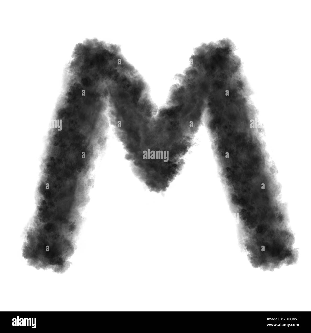 Letter M made from black clouds on a white background. Stock Photo
