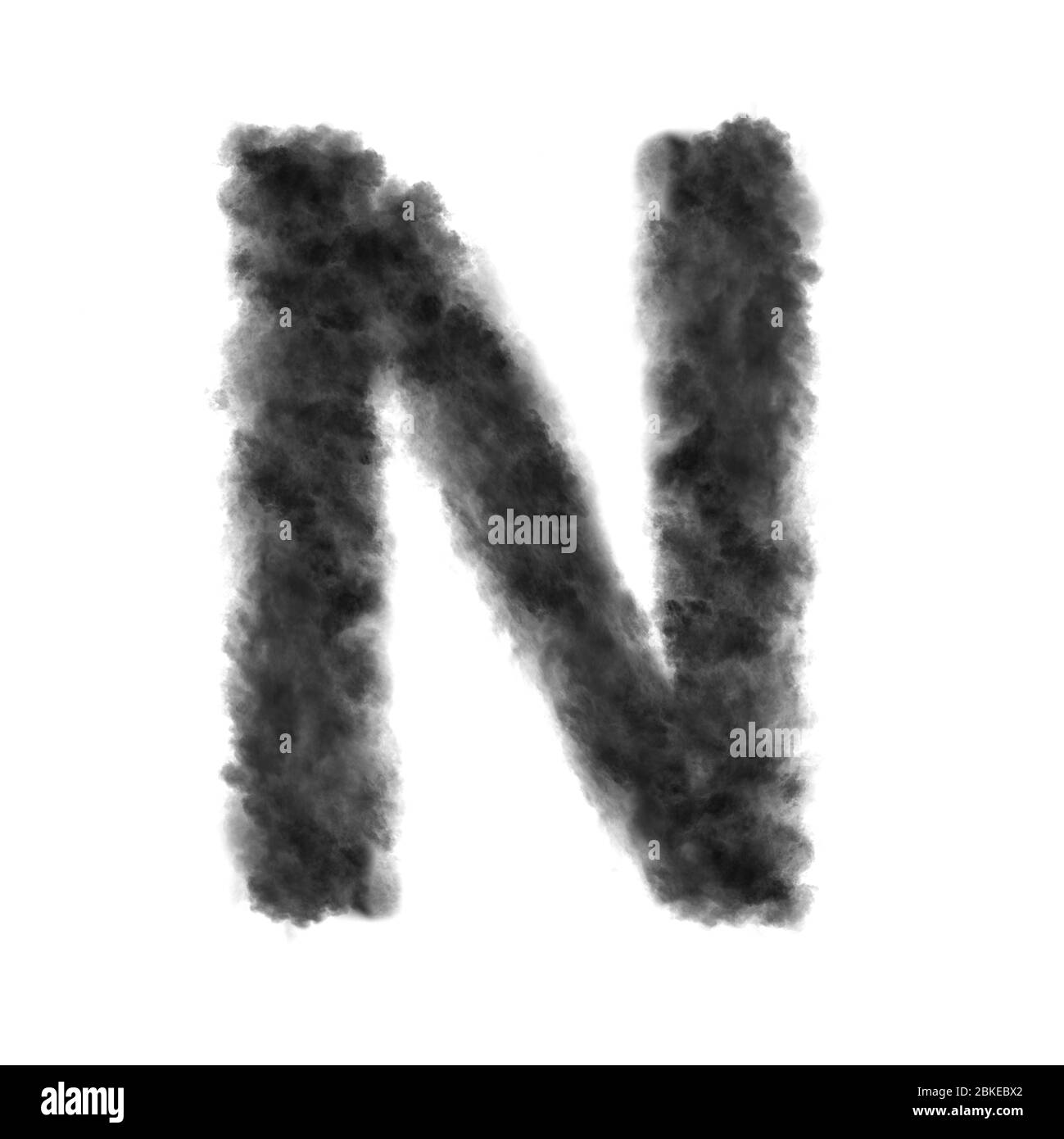 Letter N made from black clouds on a white background. Stock Photo