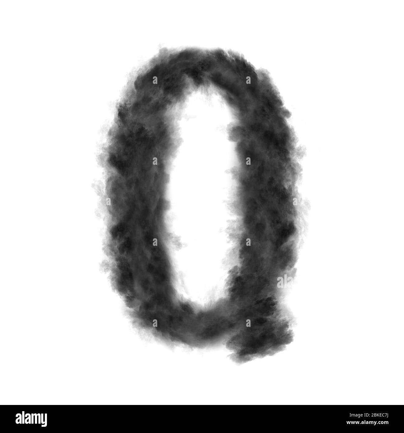 Letter Q made from black clouds on a white background. Stock Photo