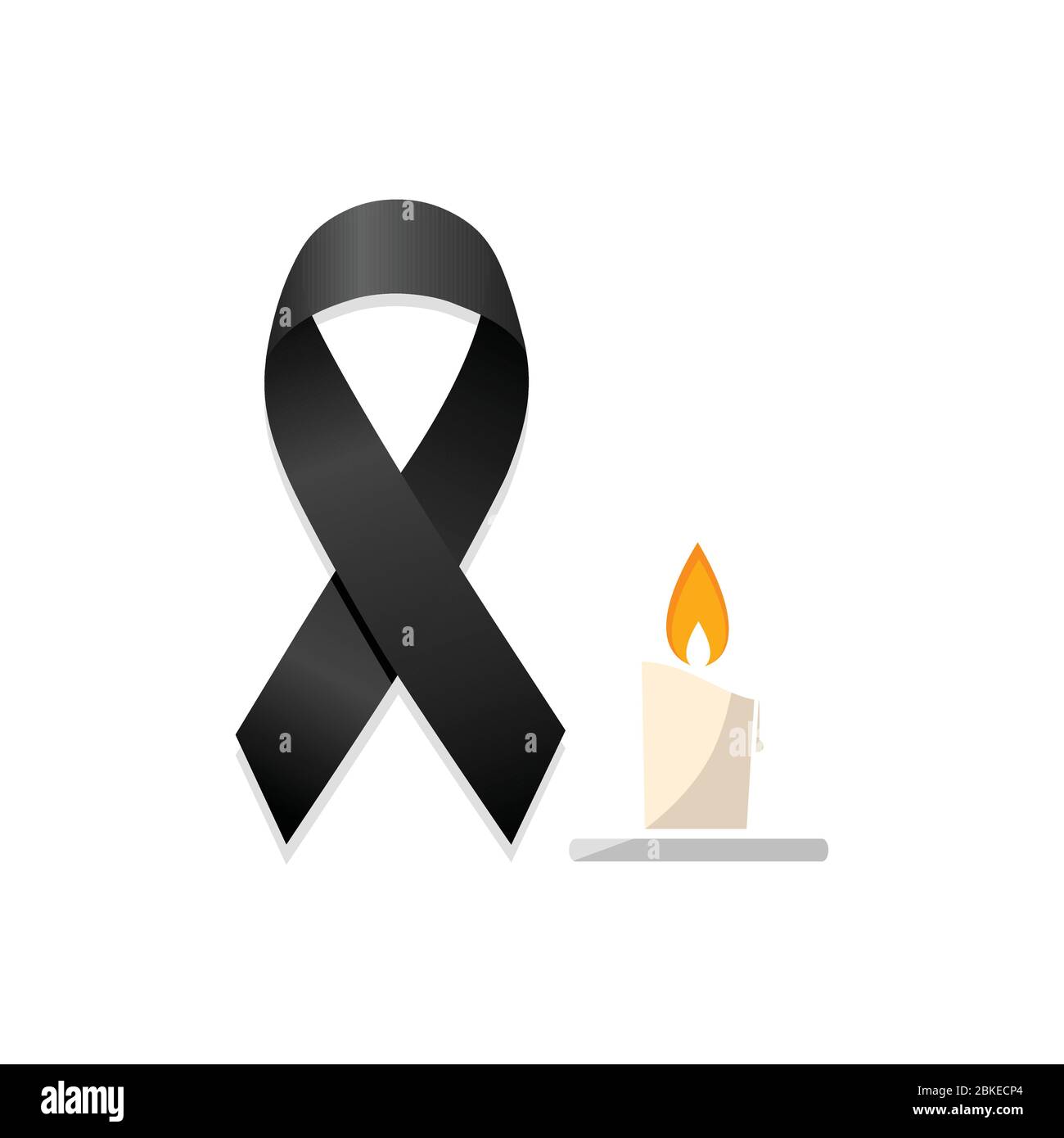 Black ribbon with candle. Isolated vector illustration Stock Vector