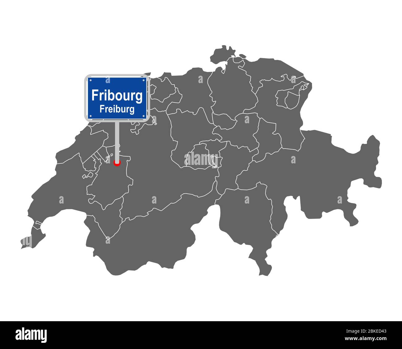 Map of Switzerland with road sign of Fribourg Stock Photo - Alamy.