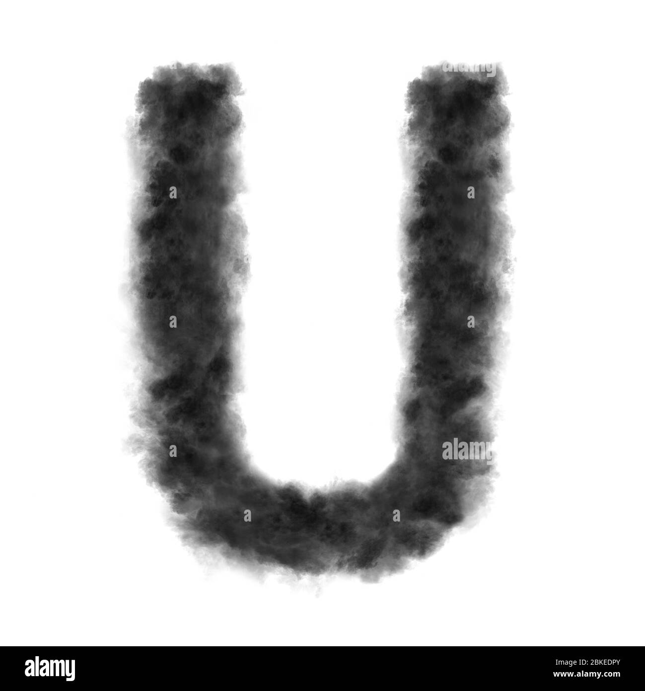 Letter U made from black clouds on a white background. Stock Photo