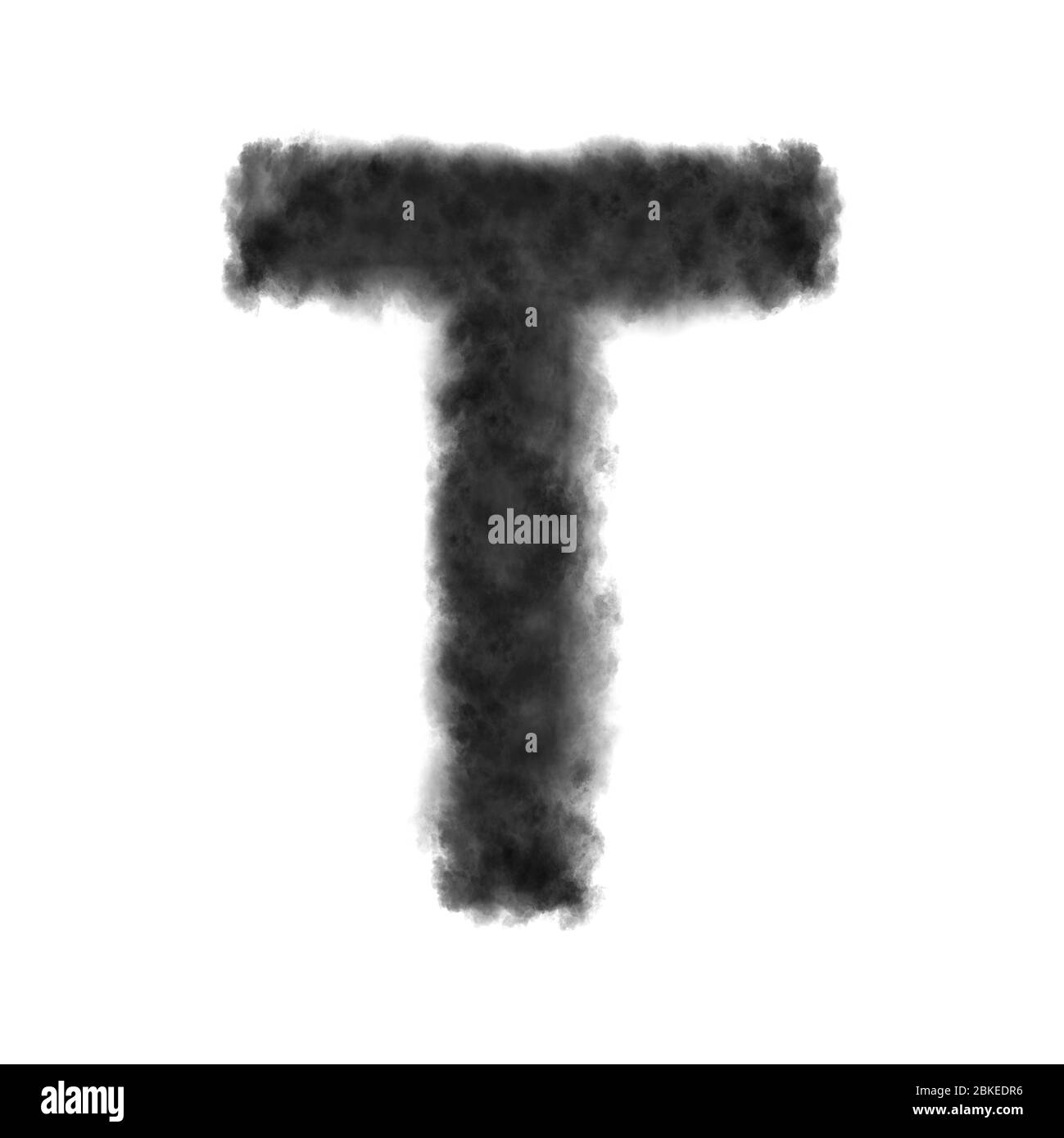 Letter T made from black clouds on a white background. Stock Photo