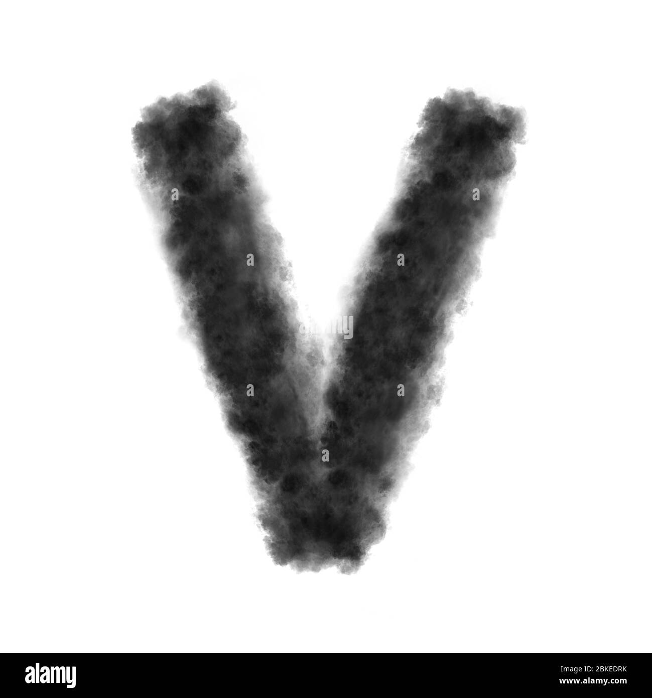 Letter V made from black clouds on a white background. Stock Photo