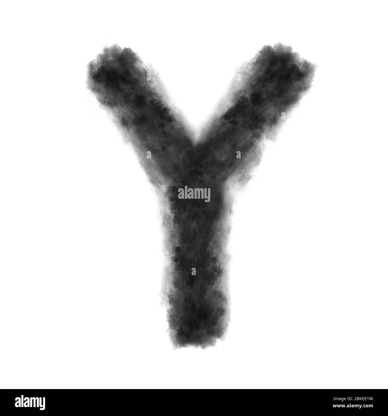 Letter Y made from black clouds on a white background. Stock Photo