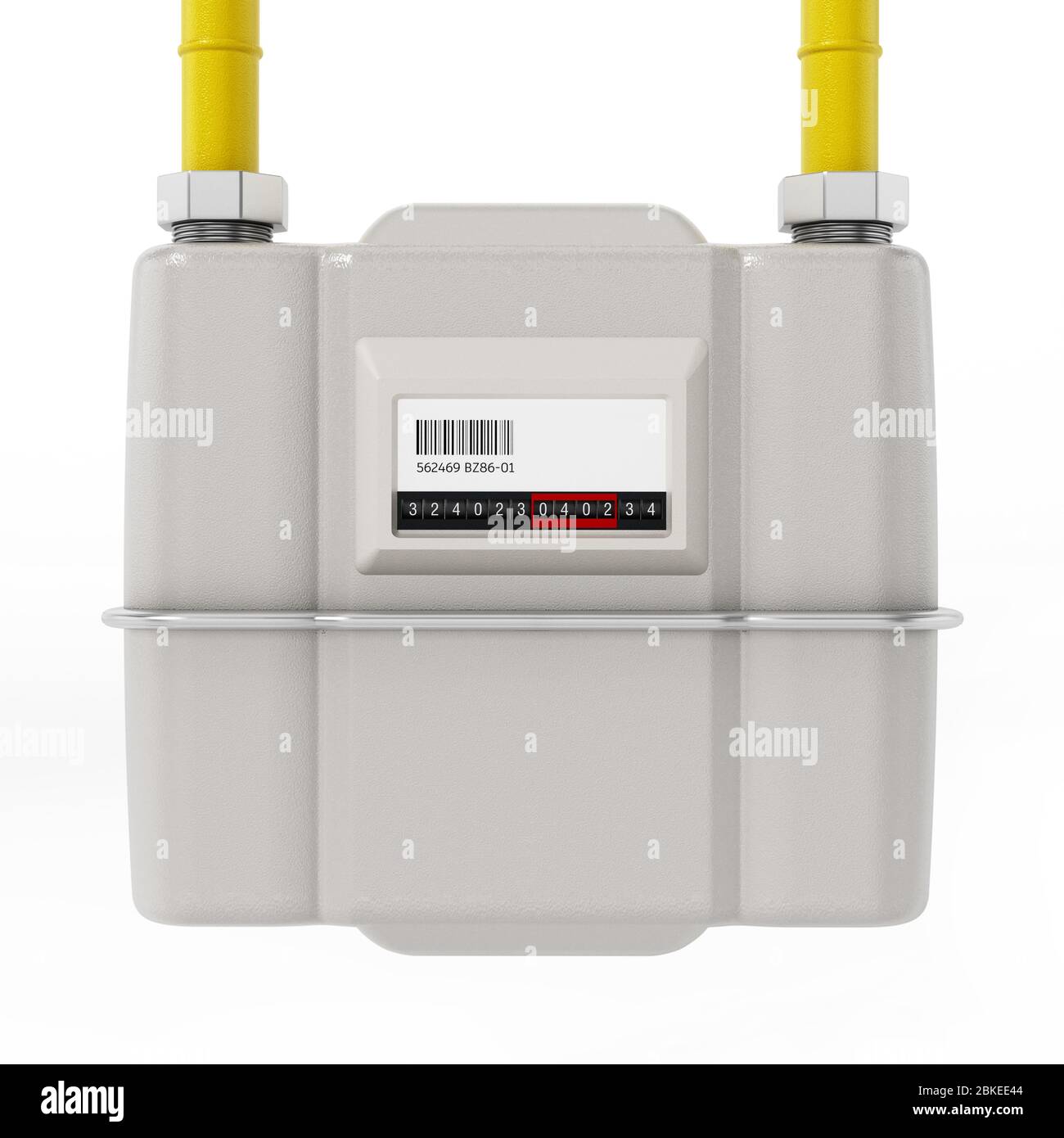 Natural gas meter isolated on white background. 3D illustration. Stock Photo