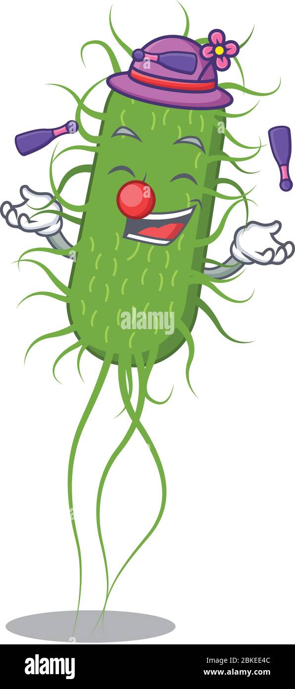 An attractive e.coli bacteria cartoon design style playing juggling ...