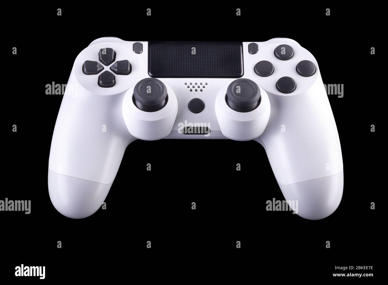 White video game joystick gamepad isolated on a black background Stock ...