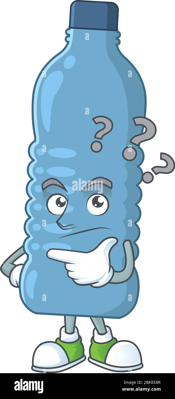 Happy enjoying water bottle cartoon mascot character with smiley face.  Vector illustration in line art scribble style Stock Vector