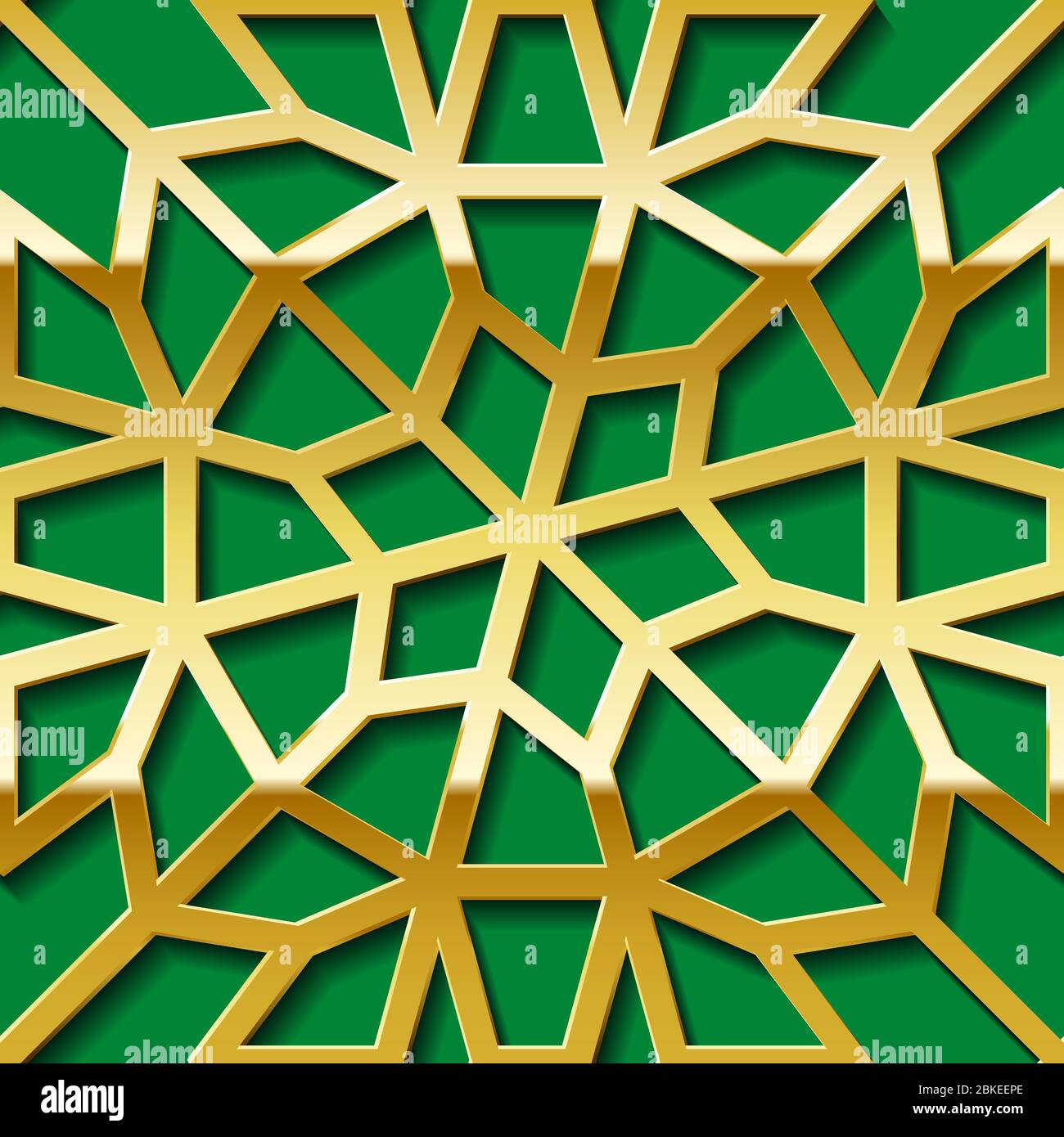 Hoa văn vàng arabesque được thể hiện trên nền tảng không gian liền mạch. Sự kết hợp này tạo thành một mẫu hoa văn không đối xứng với những họa tiết tinh tế và quan trọng trong văn hóa Hồi giáo. Trong bức ảnh liên quan, bạn sẽ thấy những trang trí và hoa văn đầy ấn tượng này.