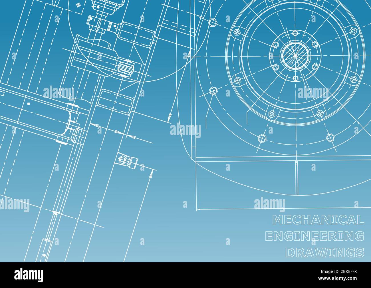 Blueprint. Vector engineering illustration. Cover, flyer, banner. Blue ...