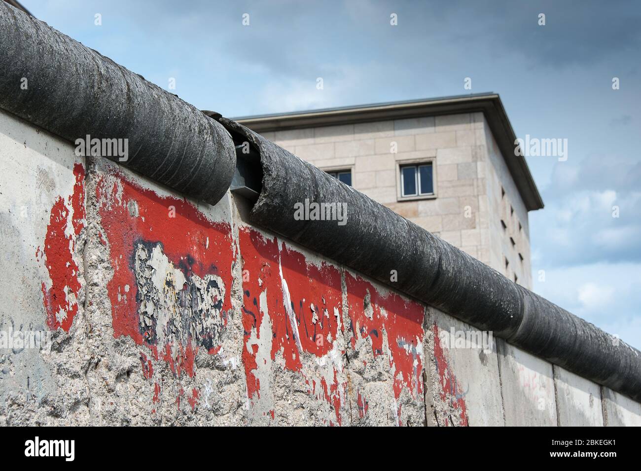 Remains of the Berlin Wall, Berlin, Germany. Colourful image with red ...