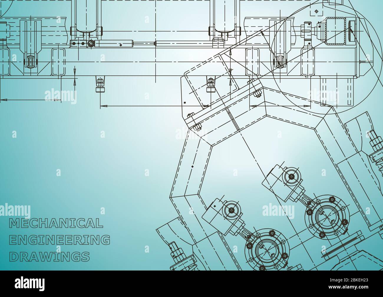 Computer aided design systems. Blueprint, scheme, plan. Light blue ...