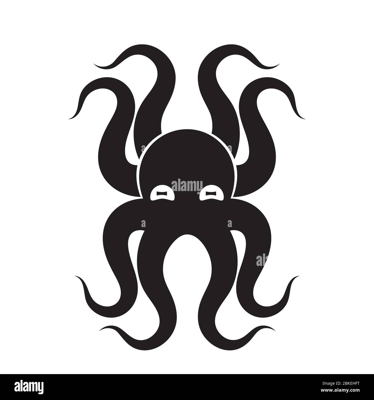 Octopus silhouette icon on a white isolated background. Vector image Stock Vector