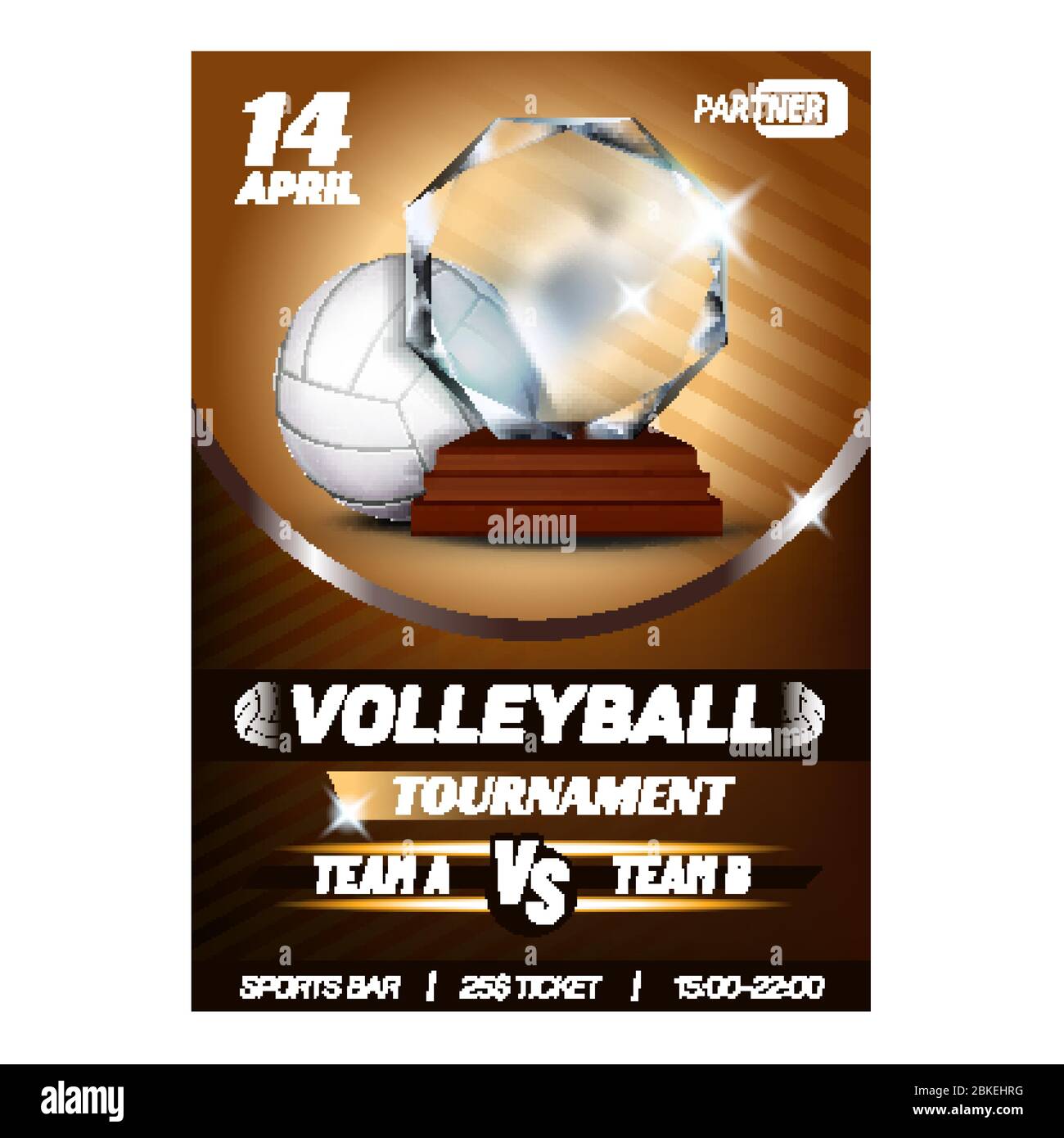 Volleyball Sport Announcement Flyer Banner Vector Stock Vector