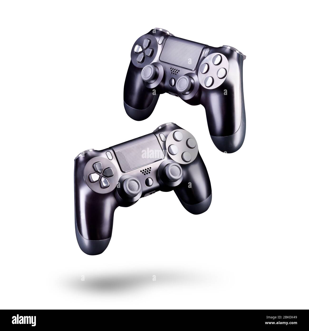 Set of black video game joysticks gamepad isolated on a white ...