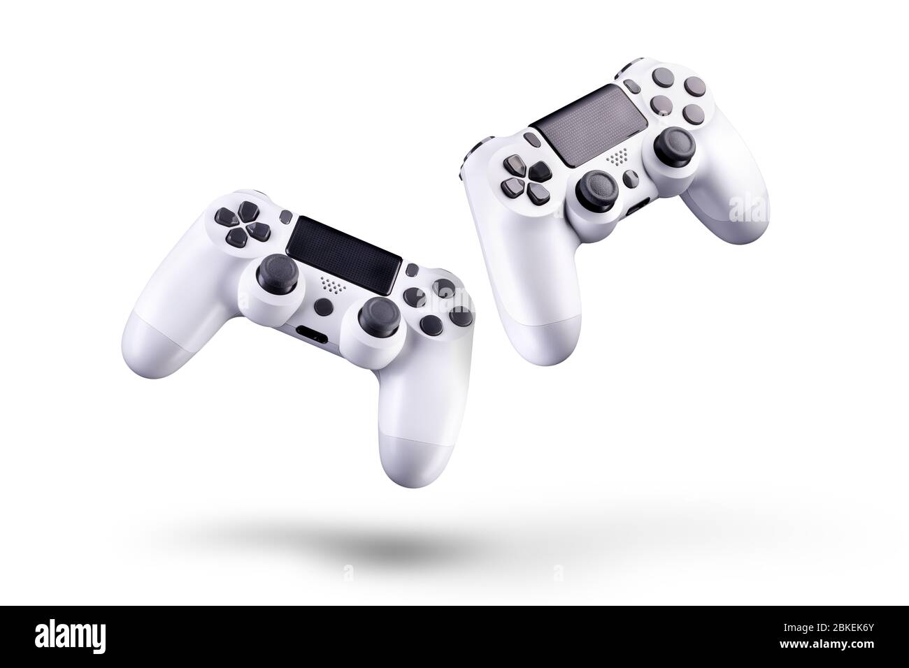 Set of white video game joysticks gamepad isolated on a white ...