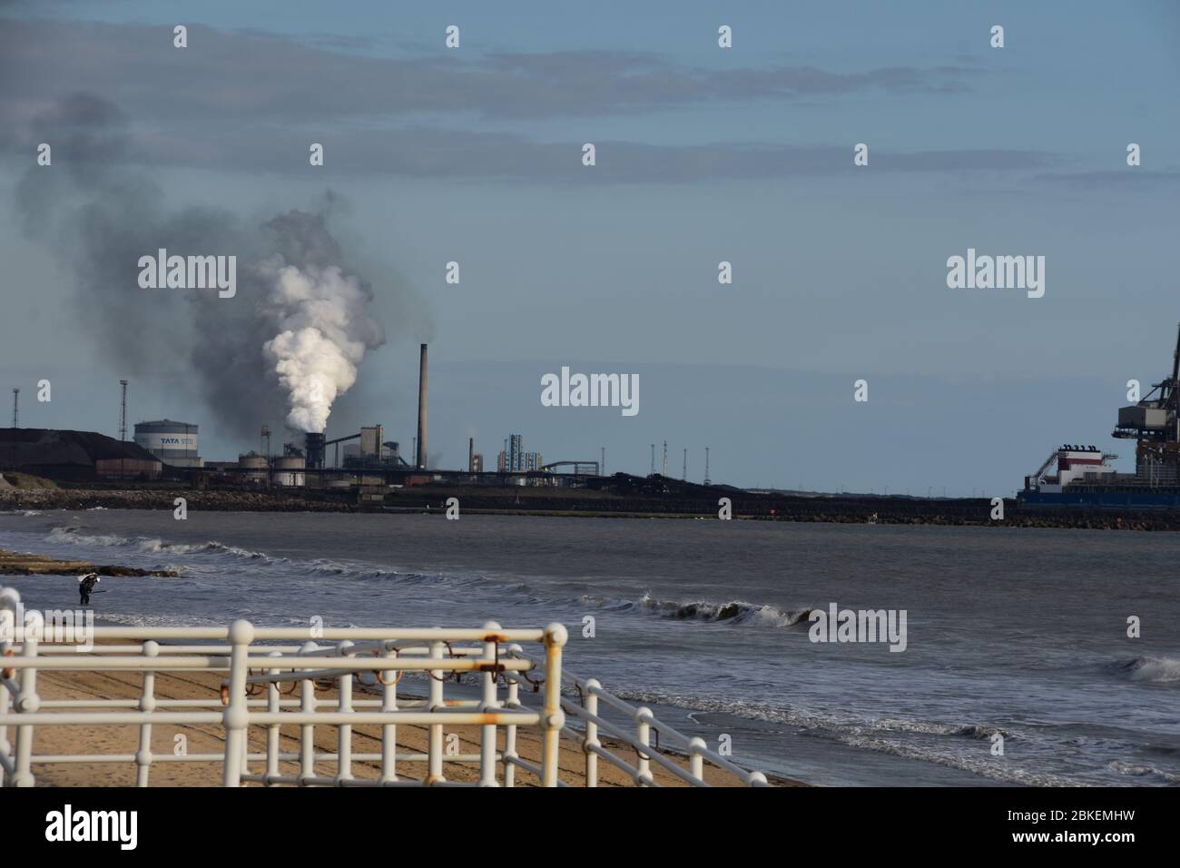 A landscape photograph of Port Talbot Steel Works, West Glamorgan, South Wales, SA13 2NG. Tata Steel Port Talbot Stock Photo