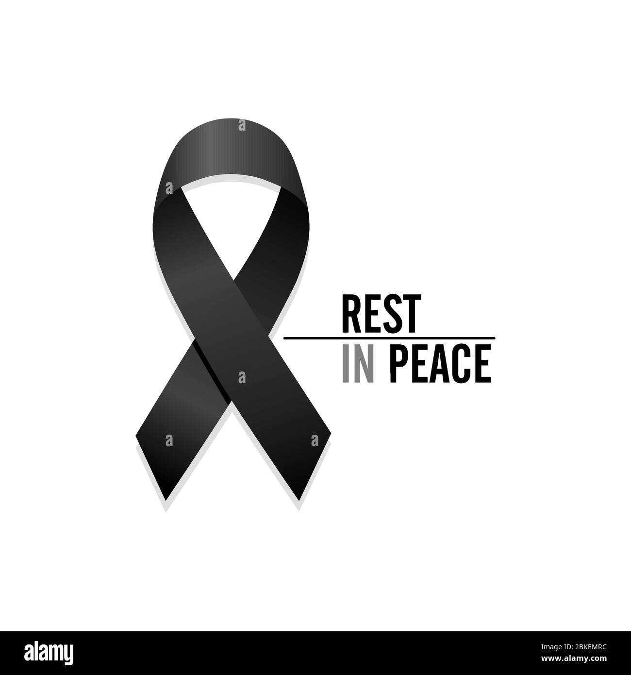 Black ribbon. Rest in Peace. Isolated vector illustration Stock