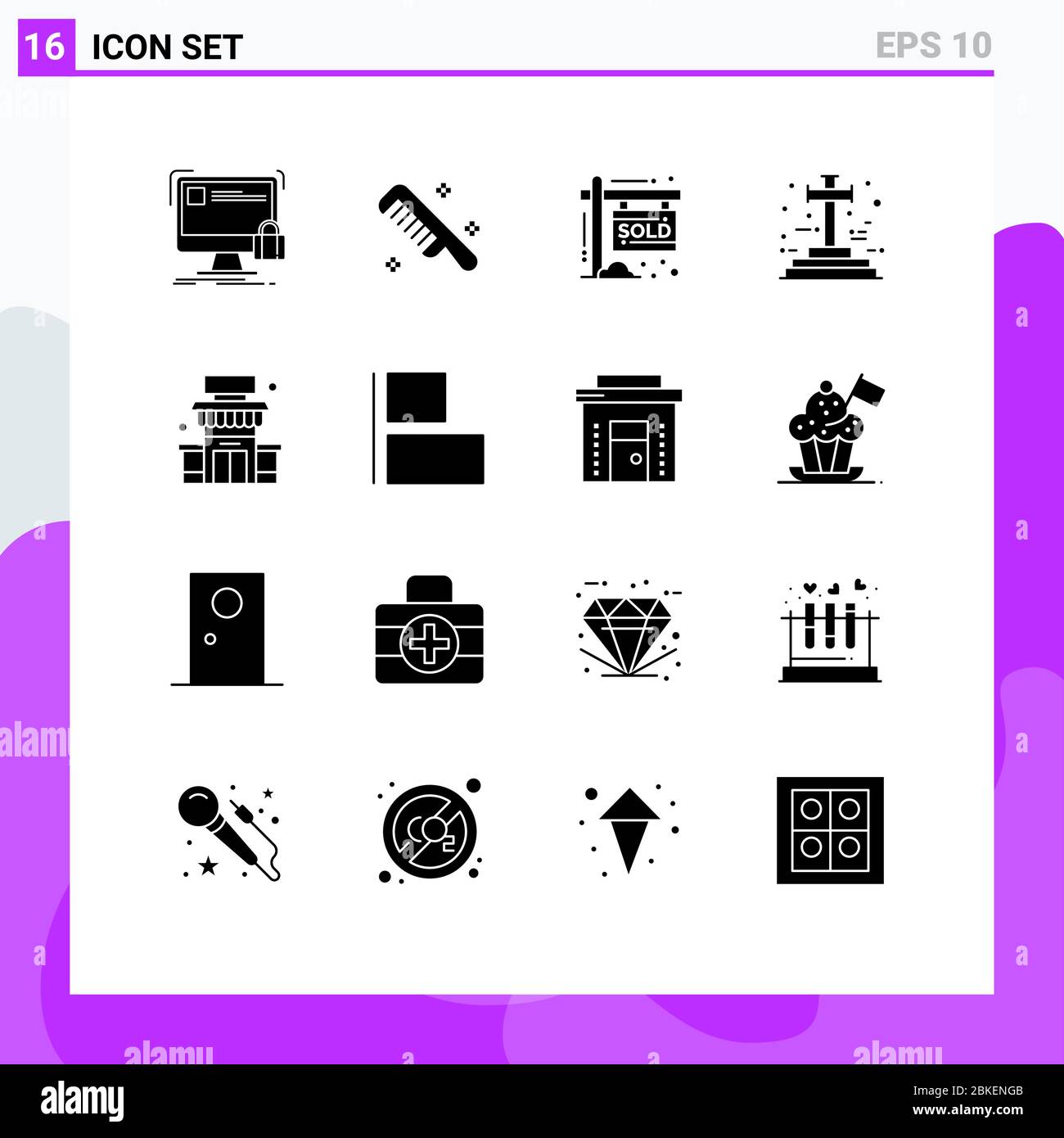 Pictogram Set of 16 Simple Solid Glyphs of building, graveyard, clean, grave, income Editable Vector Design Elements Stock Vector