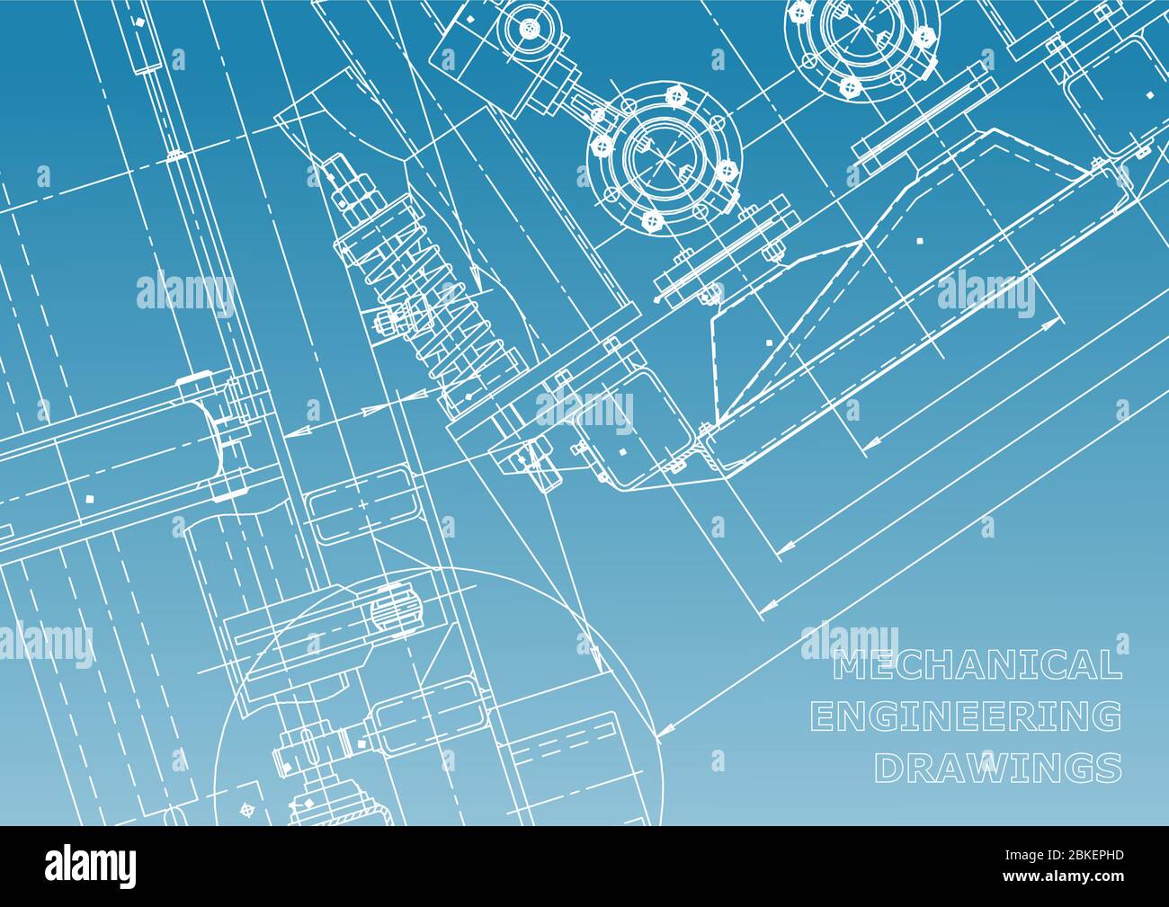 Blueprint. Vector engineering drawings. Mechanical instrument making ...