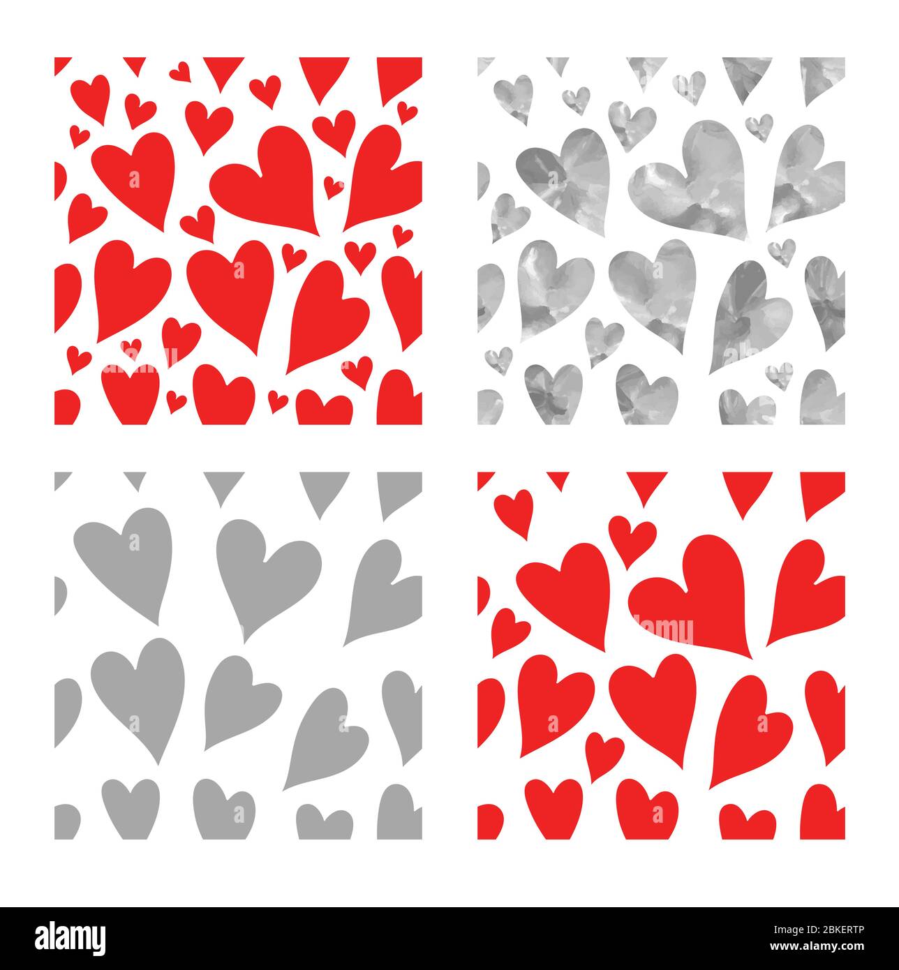 Watercolor hearts seamless pattern. Stock Vector