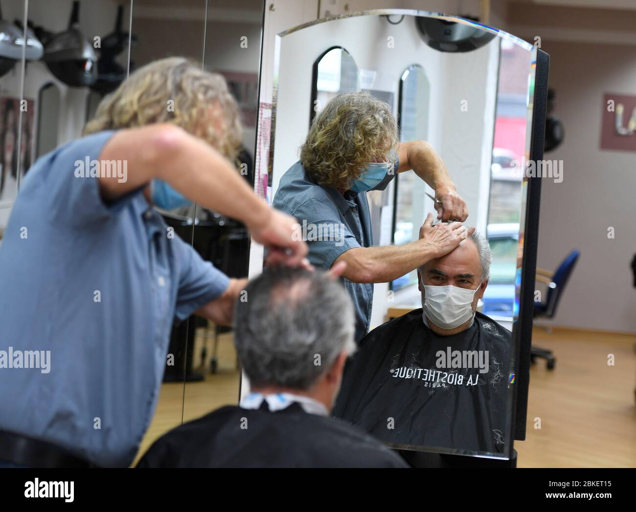 Leverkusen, Germany. 04th May, 2020. Master hairdresser Norbert Migge
