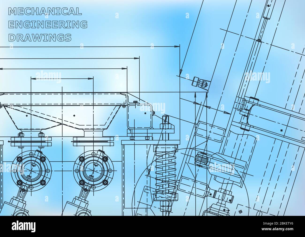 Blueprint. Vector illustration. Computer aided design system. Blue ...