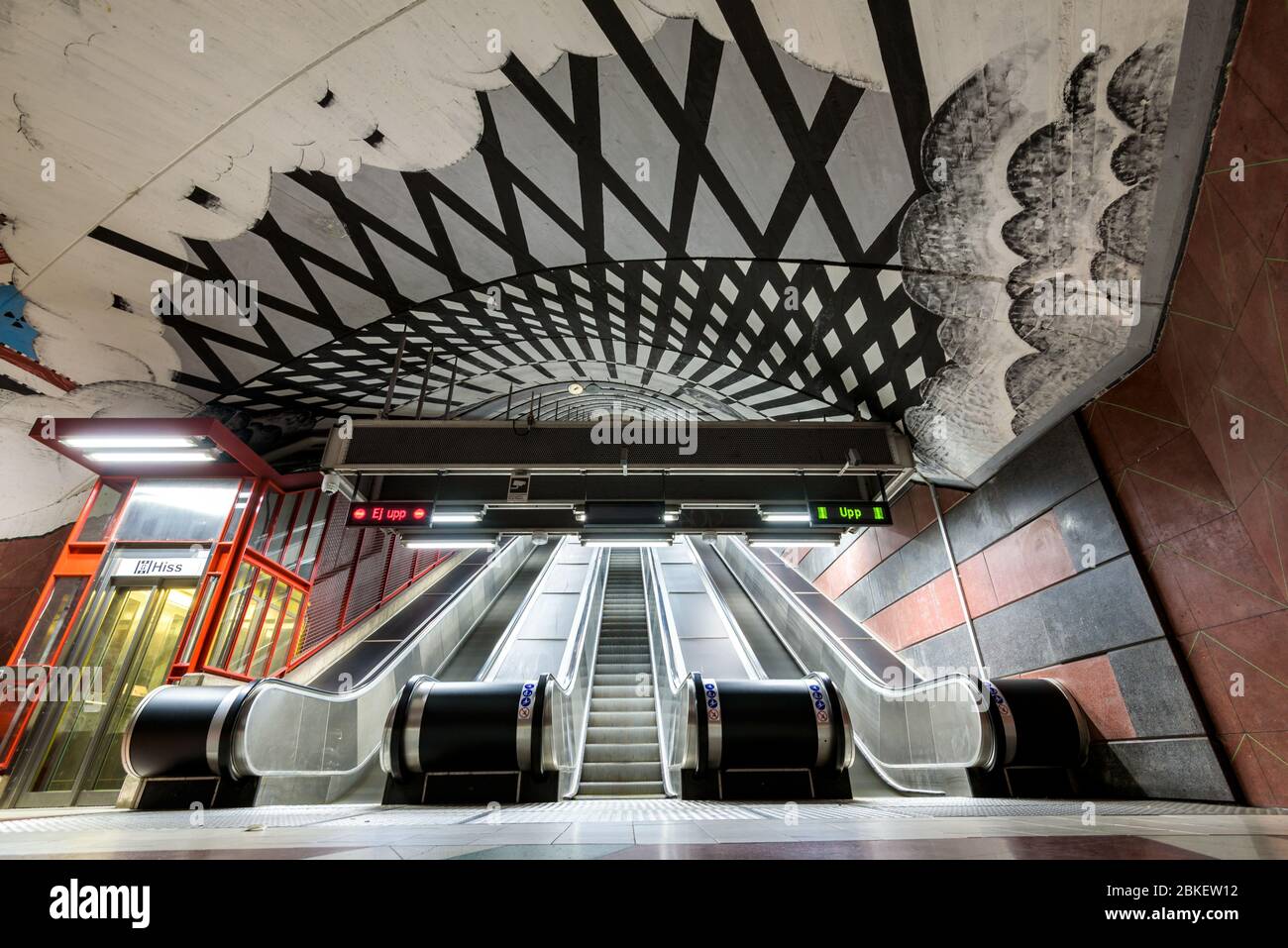 Kungsträdgården Station of the Tunnelbana. Art of the Subway in Stockholm, Sweden, the longest art exhibition in the world. Stock Photo