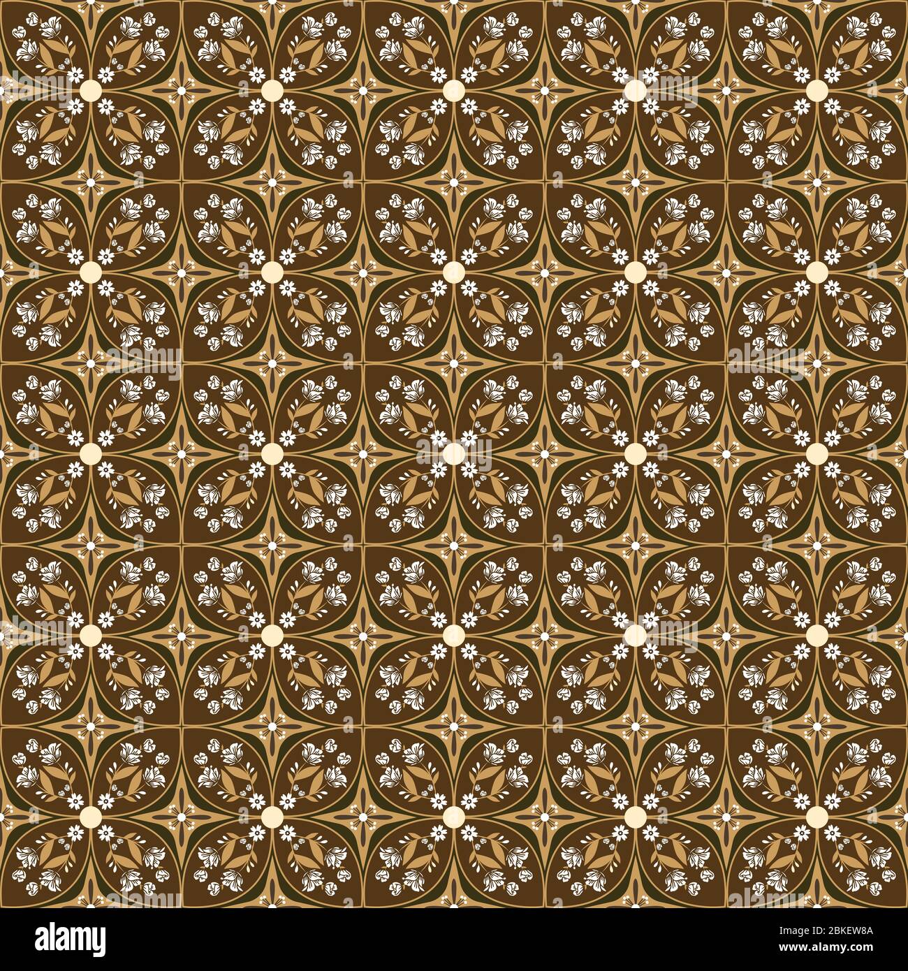 Modern design of Kawung batik motifs with seamless dark brown color ...