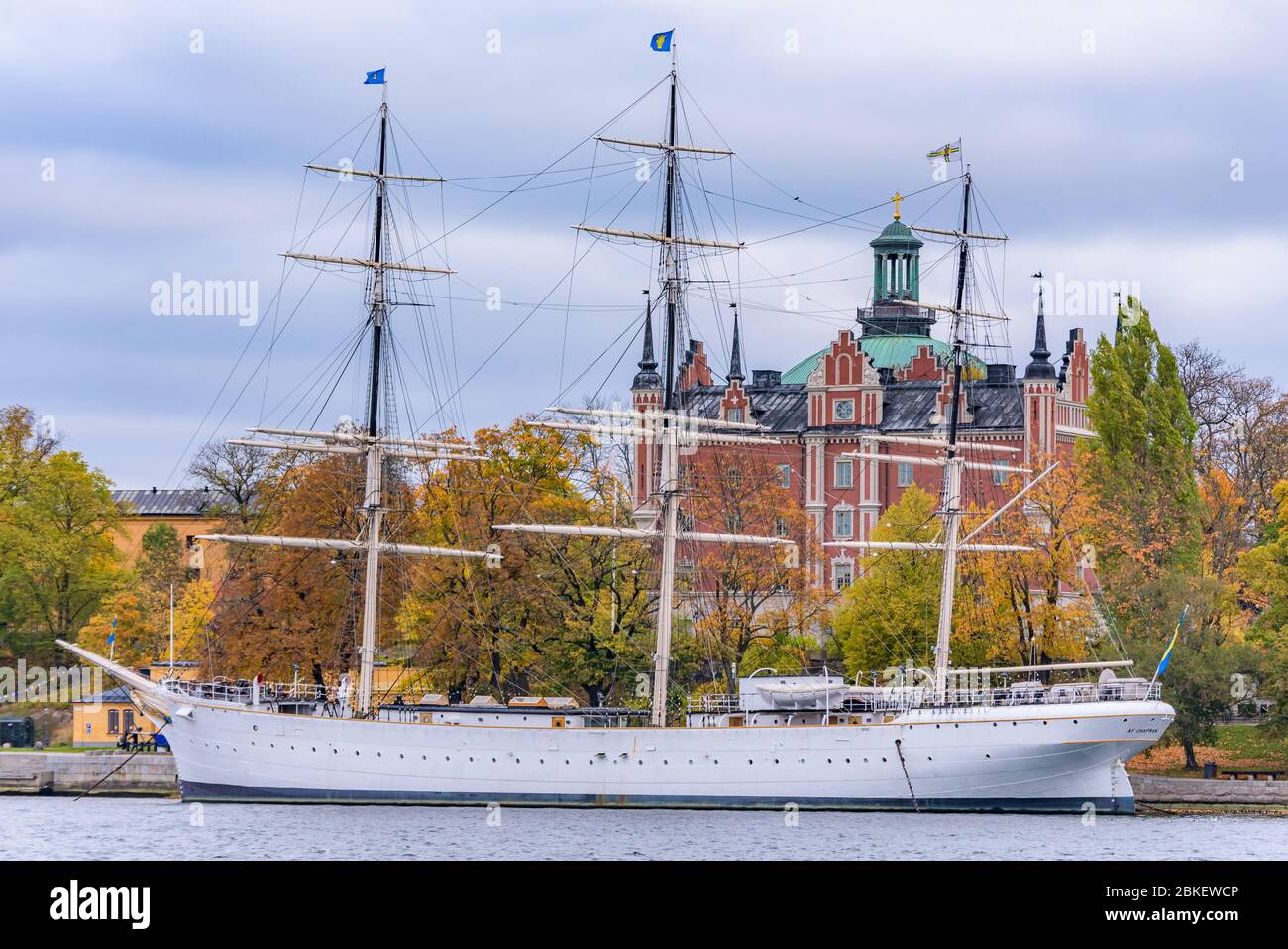 Stockholm, Sweden. AF Chapman, formerly Dunboyne, full-rigged steel ship moored on the western shore of the islet Skeppsholmen. Stock Photo
