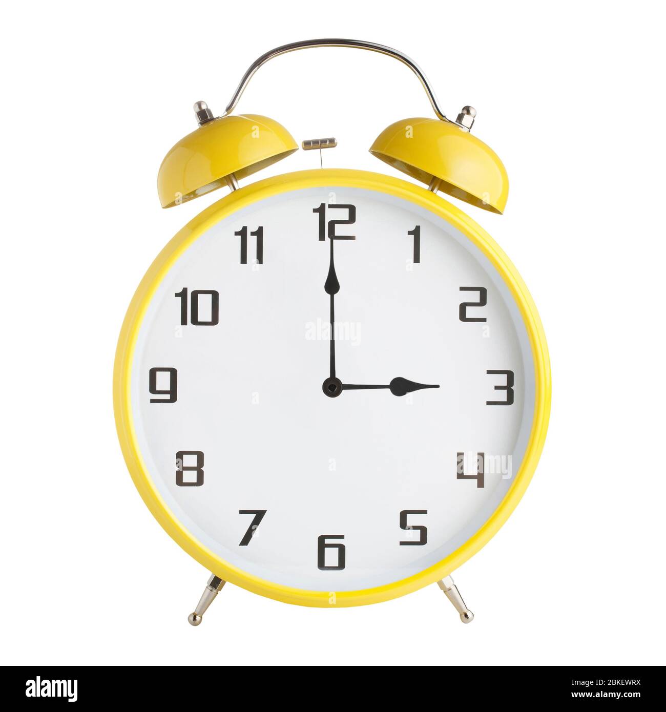 Analog alarm clock showing 3 pm or 3 am isolated on white background Stock  Photo - Alamy