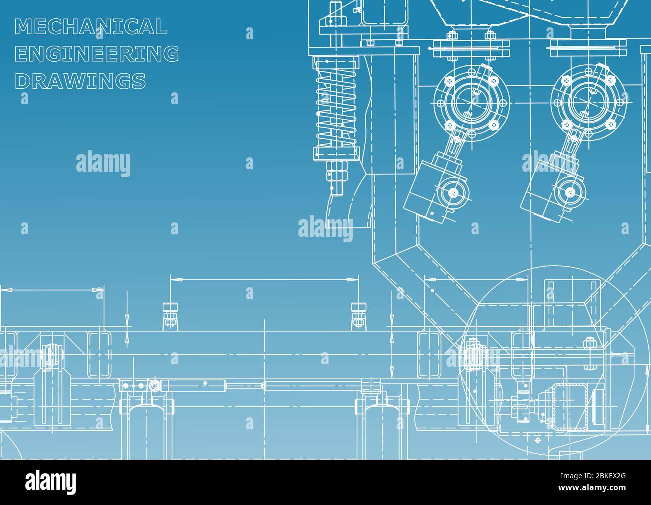 Computer aided design systems. Blueprint, scheme. Blue and white Stock ...