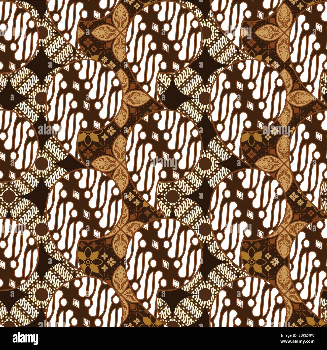 Beautiful traditional Java batik with unique style pattern and dark brown color. Collection
