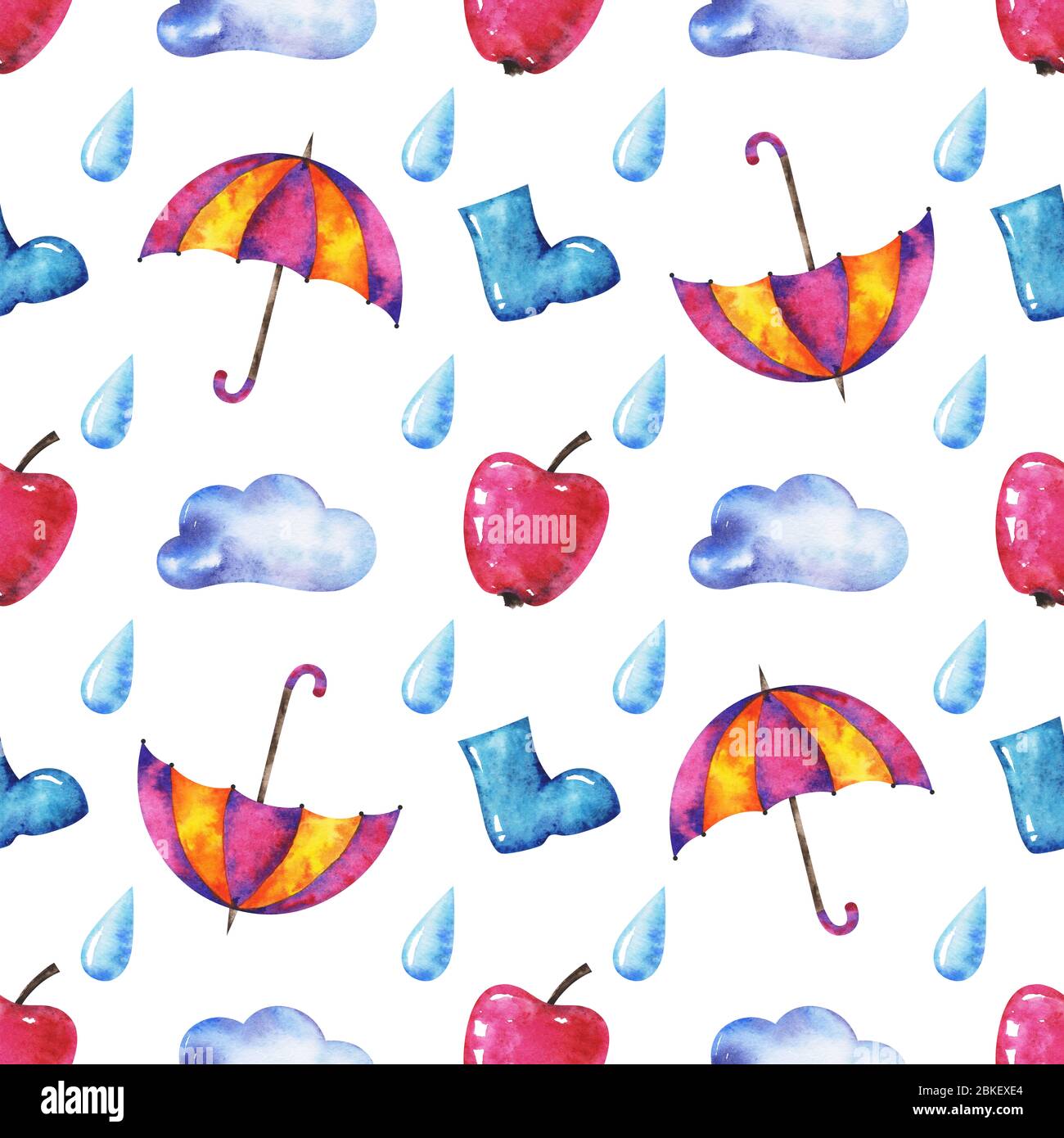 hands drawn watercolor autumn seamless pattern Stock Photo - Alamy