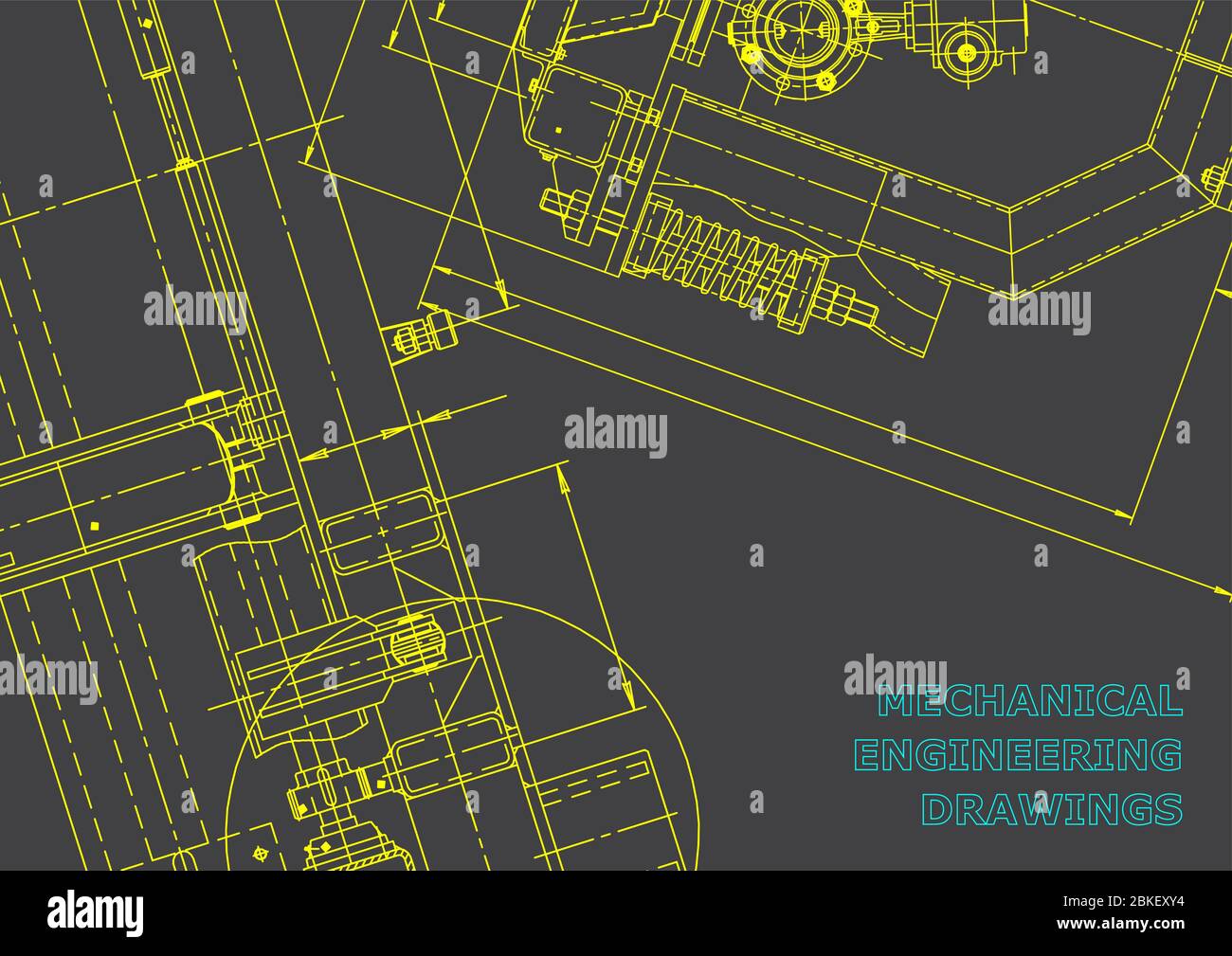 Blueprint. Vector engineering drawings. Mechanical instrument making ...