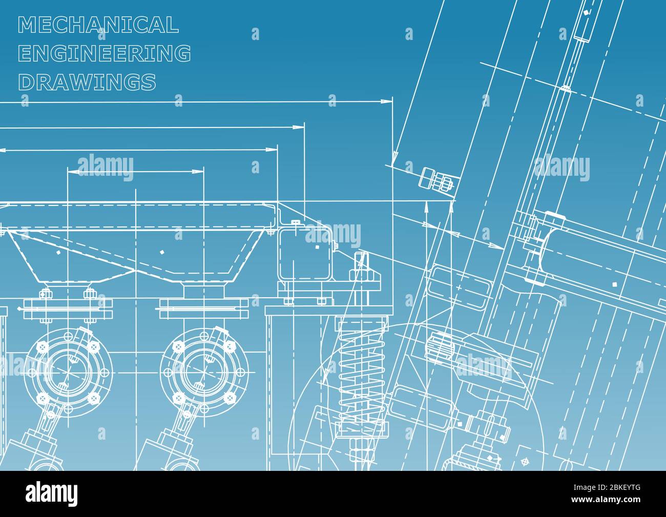 Blueprint. Vector illustration. Computer aided design system. Blue and ...