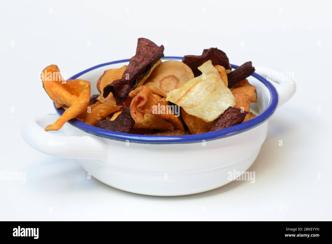 Vegetable chips in shell, food photography, studio shot, Germany Stock Photo