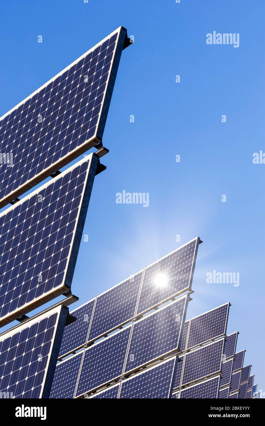 Photovoltaic Solar Panels, Lower Franconia, Bavaria, Germany Stock Photo