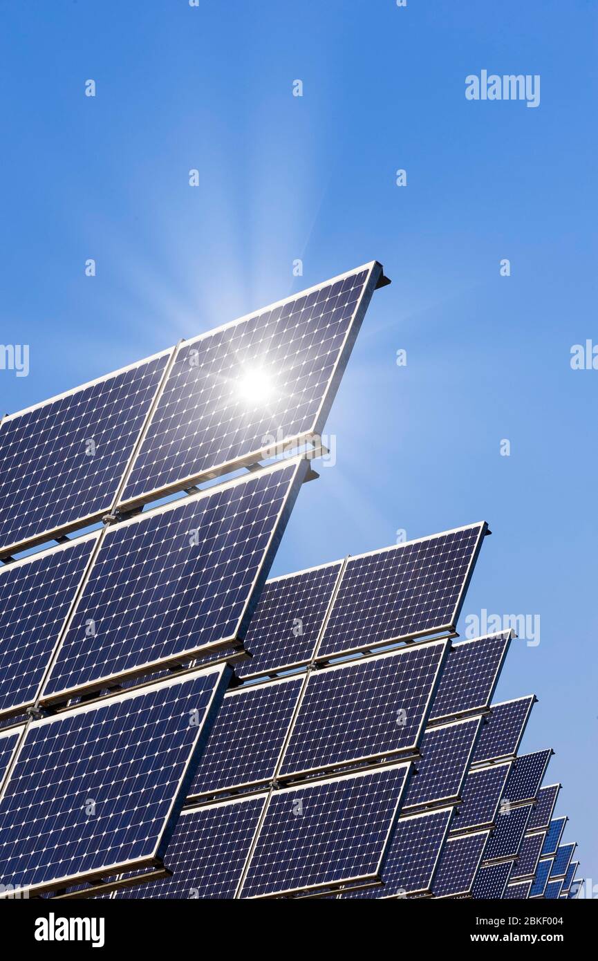 Photovoltaic Solar Panels, Lower Franconia, Bavaria, Germany Stock Photo