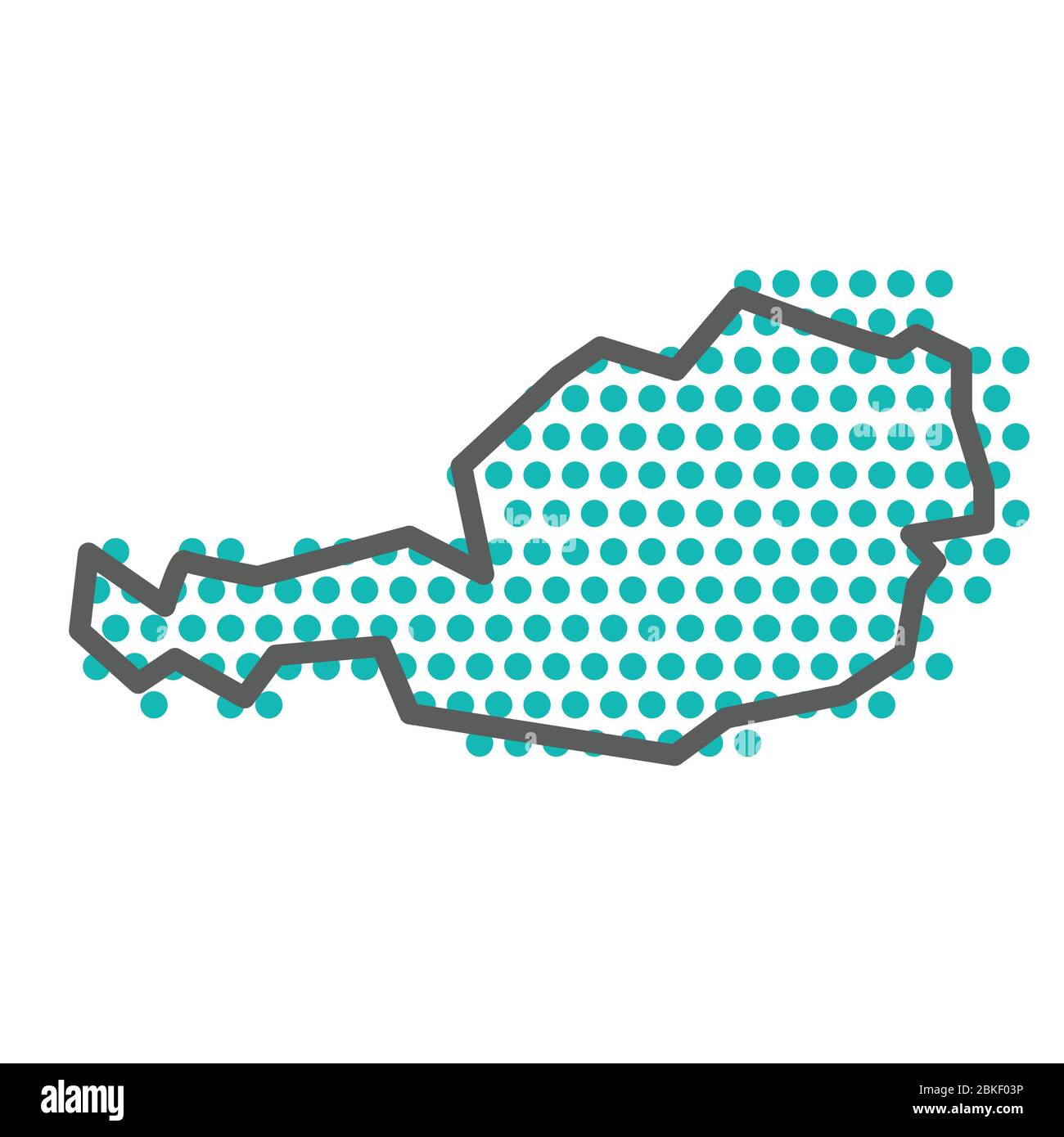 Austria simple outline map with green halftone dot pattern Stock Vector
