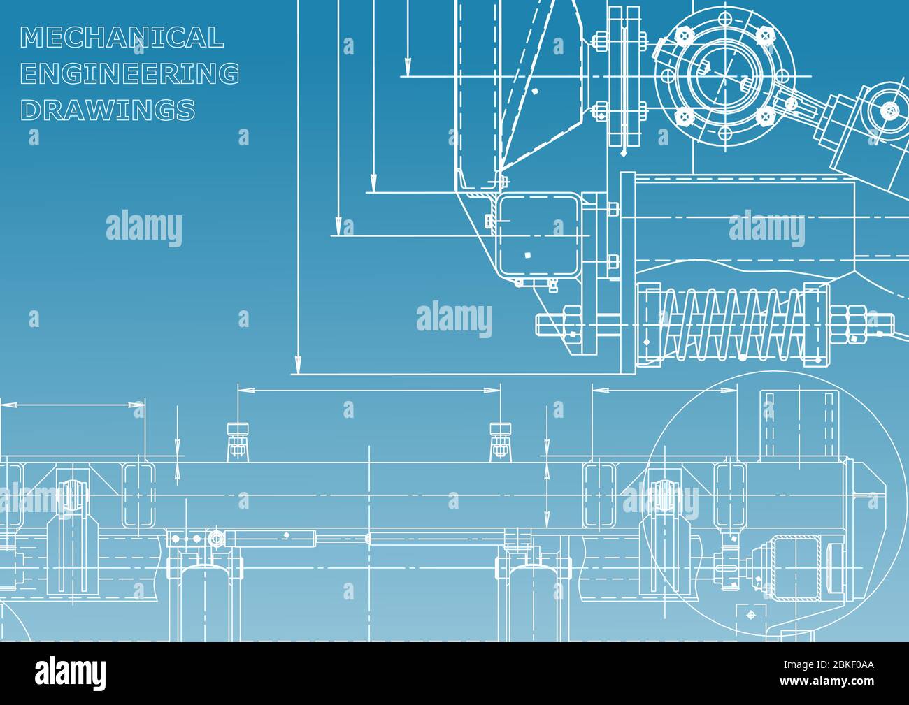 Computer aided design systems. Technical illustration. Blue and white ...