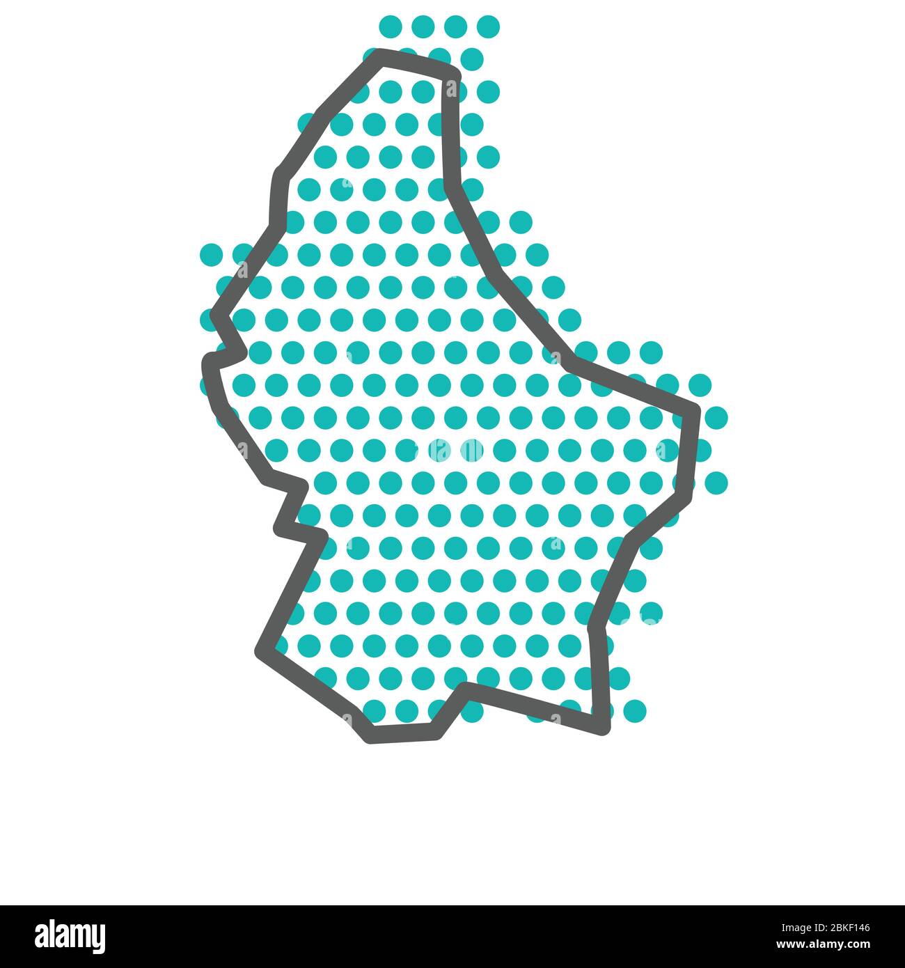 Luxembourg simple outline map with green halftone dot pattern Stock Vector
